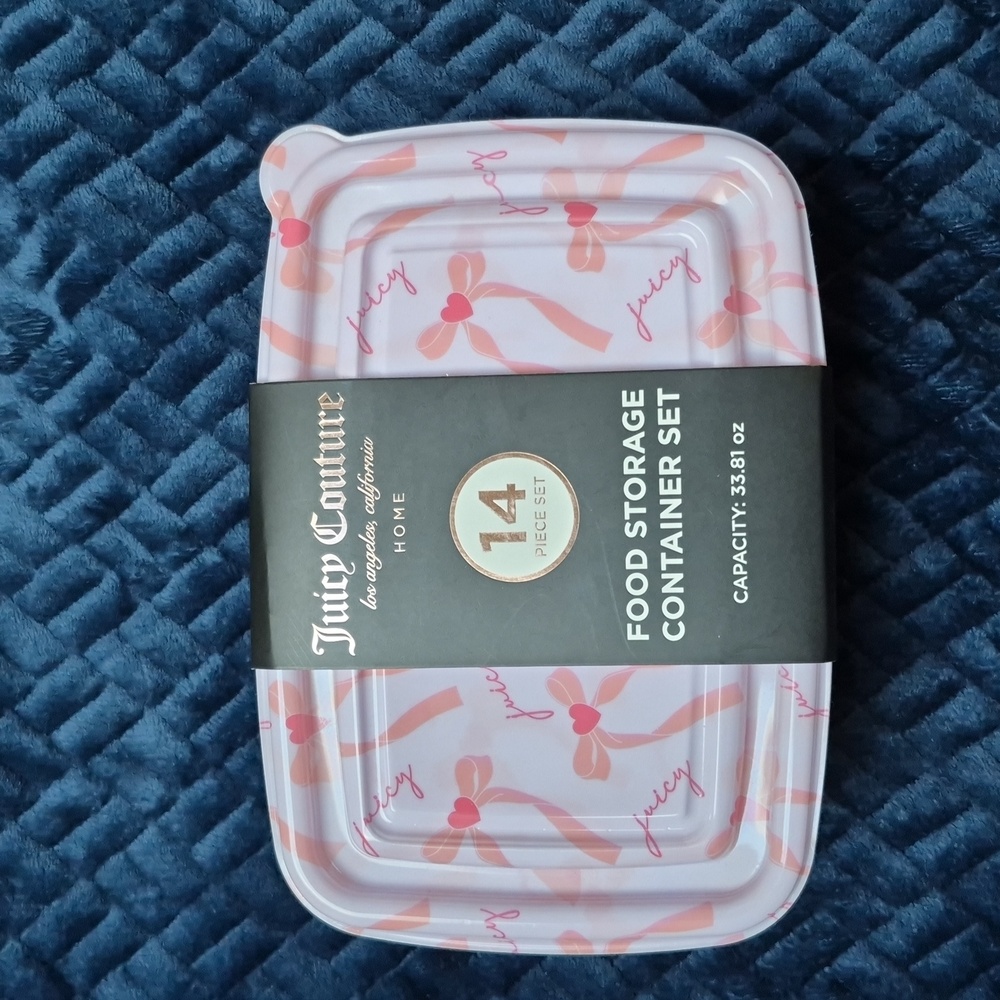 Juicy Couture Bows & Hearts 14 Piece Food Storage Container Set, New With Tags